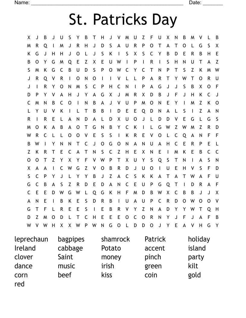 St. Patricks Day Word Search