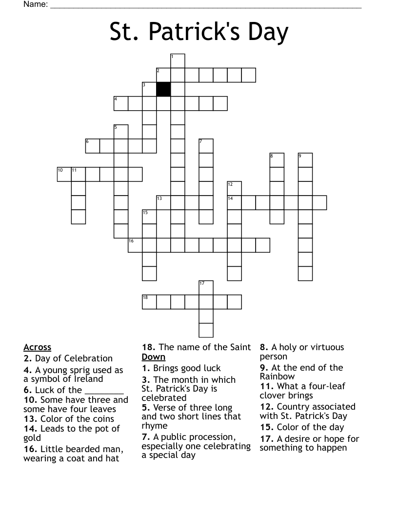 St. Patrick's Day Crossword
