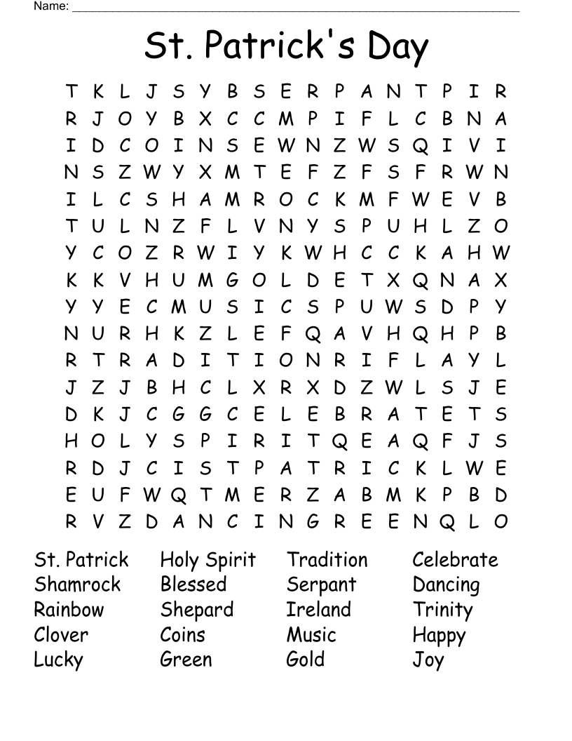 St. Patrick's Day Word Search