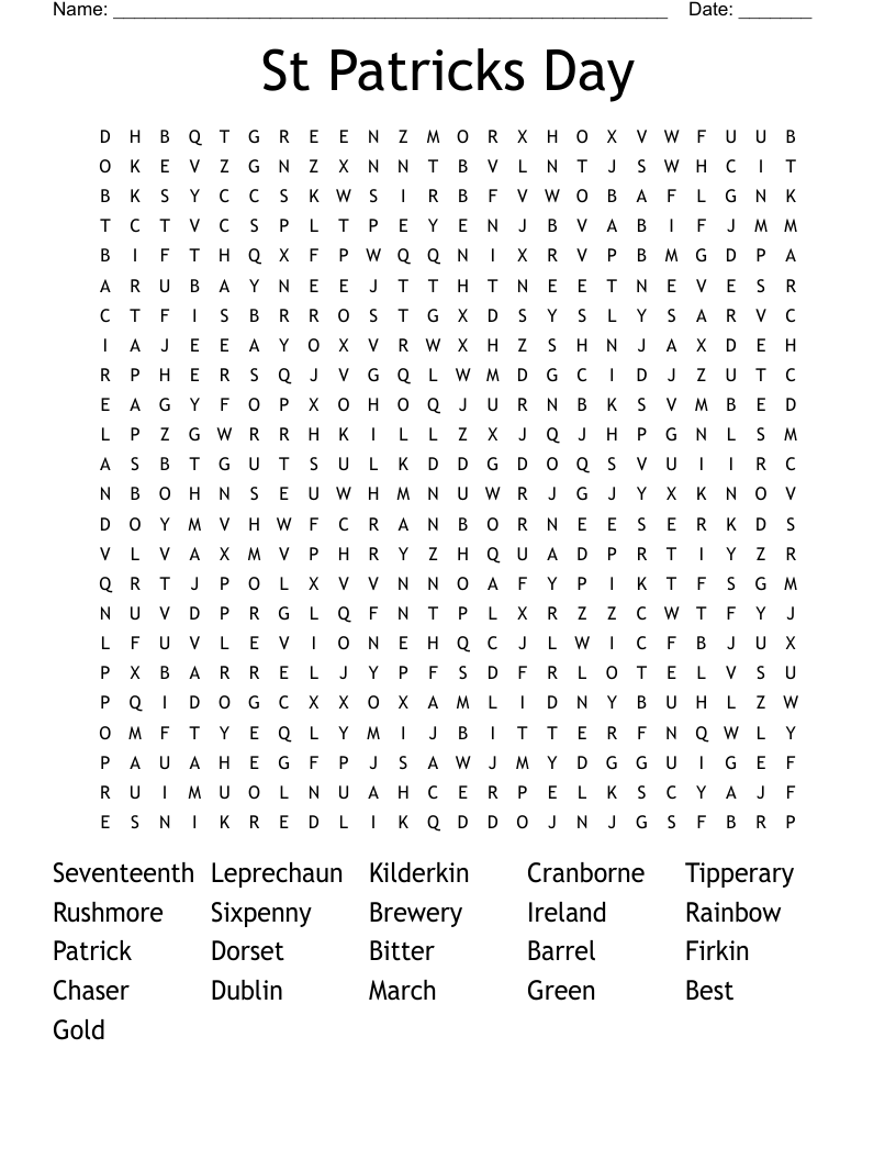 St Patricks Day Word Search