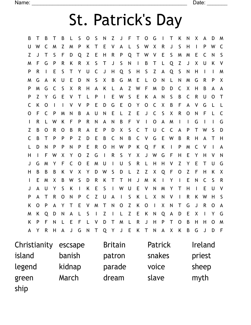 St. Patrick's Day Word Search