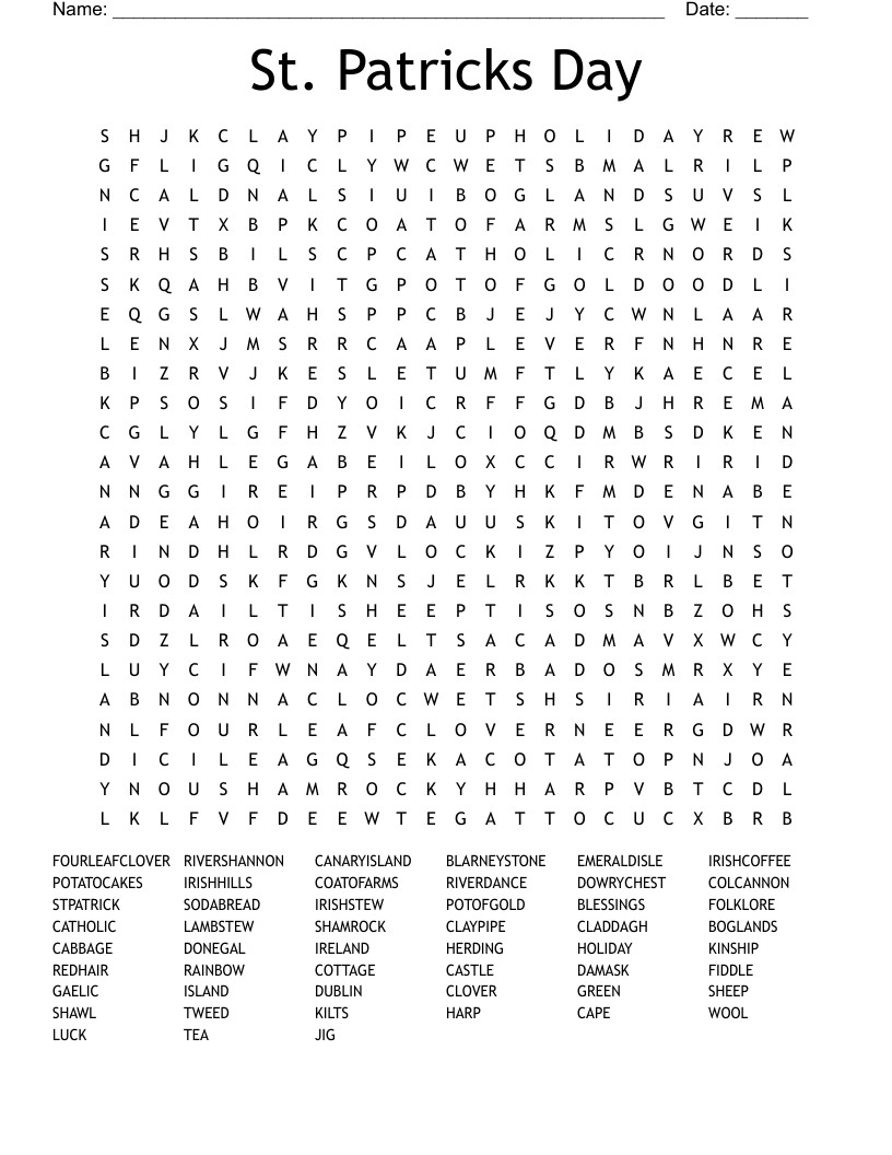 St. Patricks Day Word Search