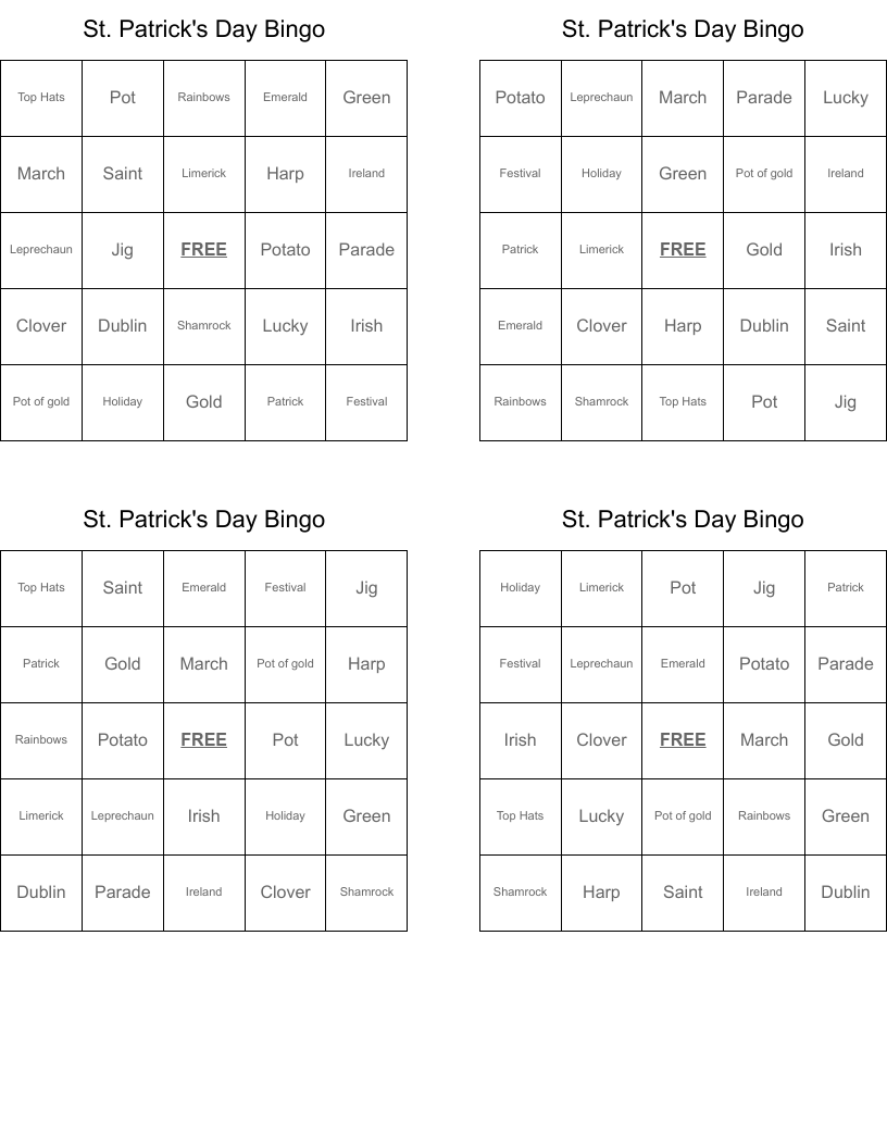 St. Patrick's Day Bingo
