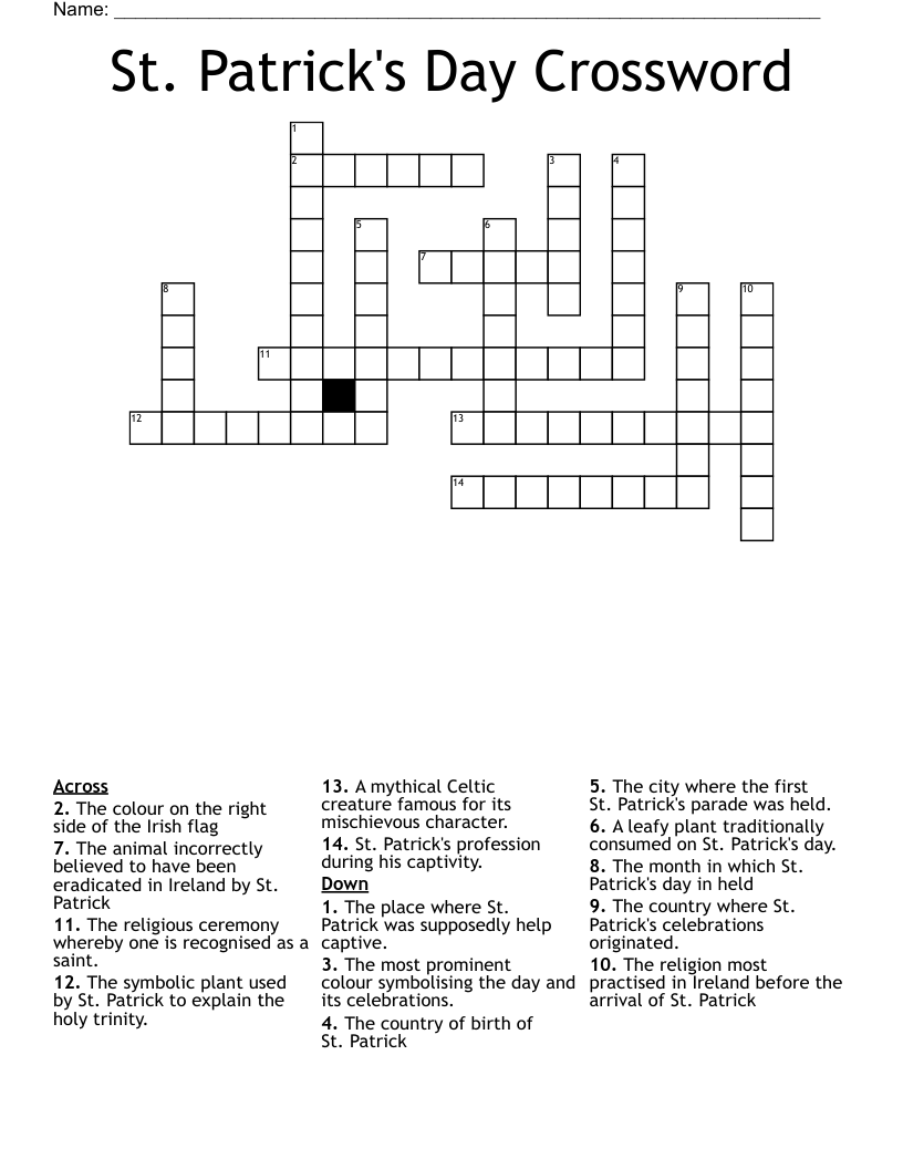 St. Patrick's Day Crossword