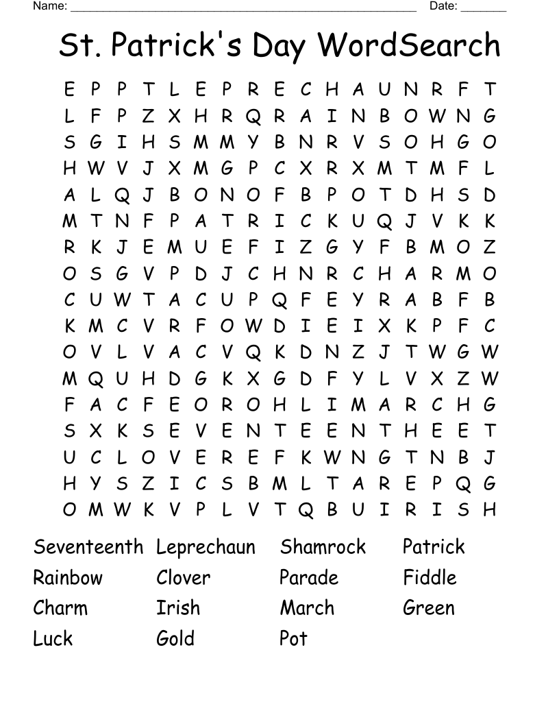 St. Patrick's Day WordSearch