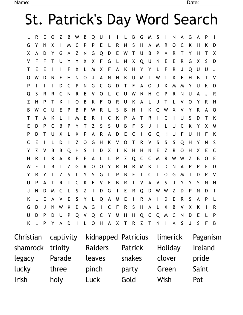 St. Patrick's Day Word Search