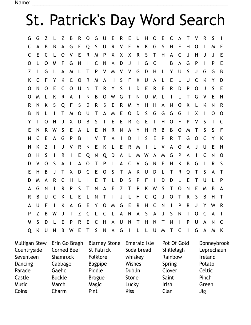 St. Patrick's Day Word Search