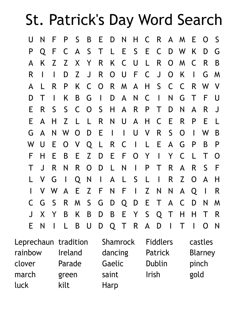 St. Patrick's Day Word Search