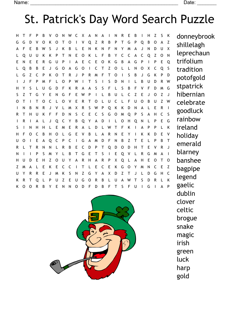St. Patrick's Day Word Search Puzzle
