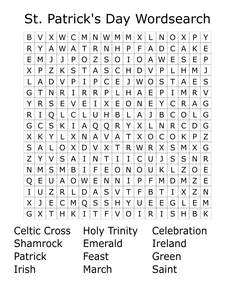 St. Patrick's Day Wordsearch