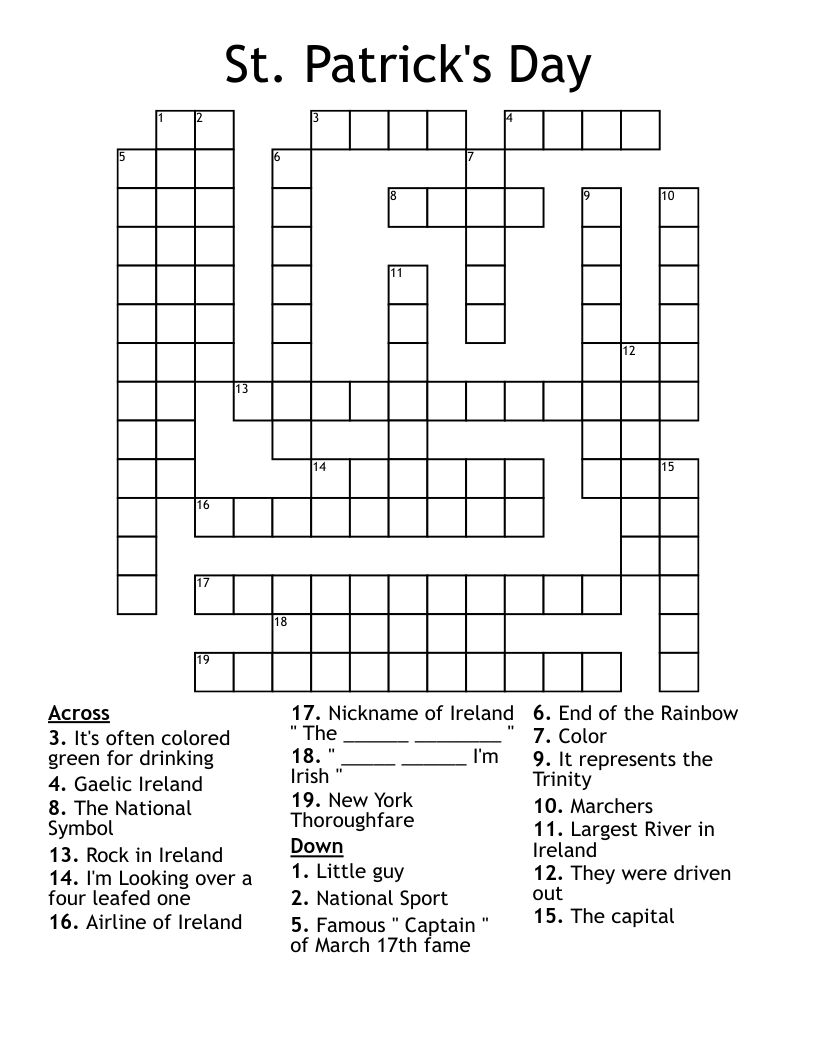 St. Patrick's Day  Crossword