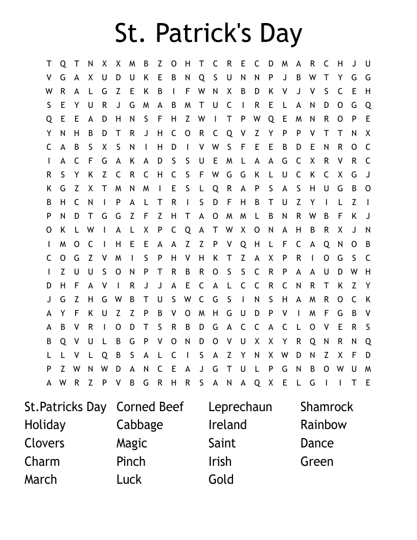 St. Patrick's Day  Word Search
