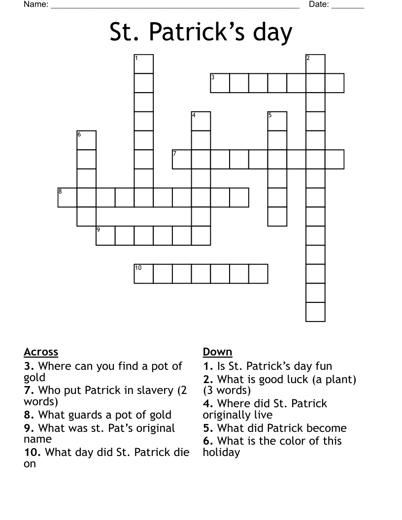 St. Patrick’s day Crossword