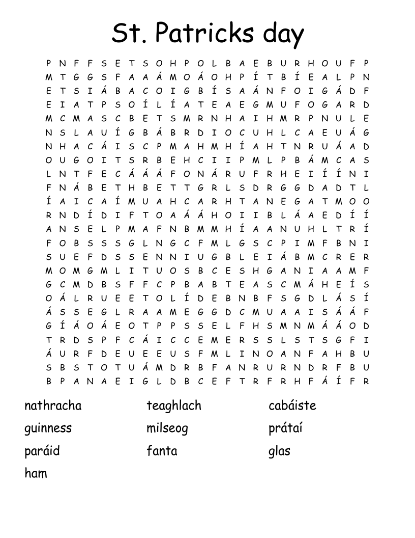 St. Patricks day Word Search