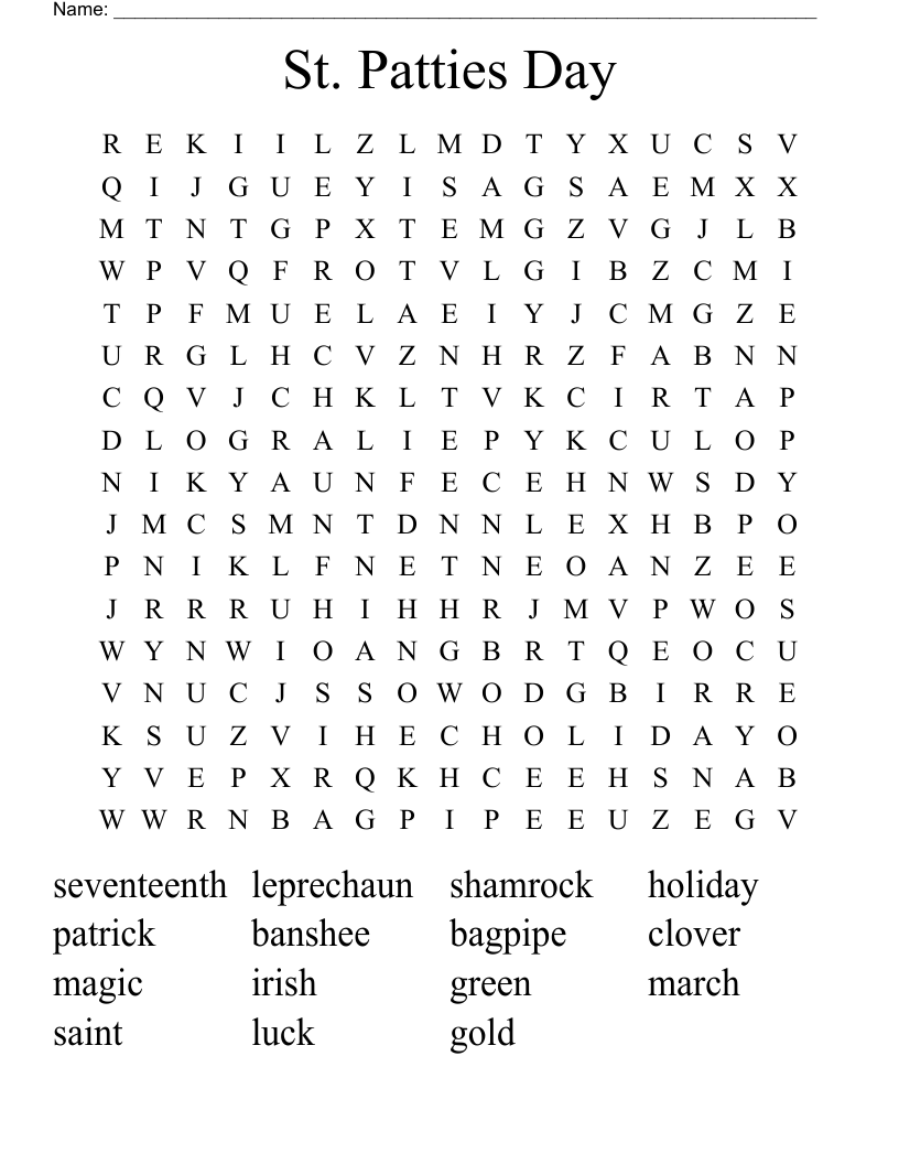 St. Patties Day Word Search