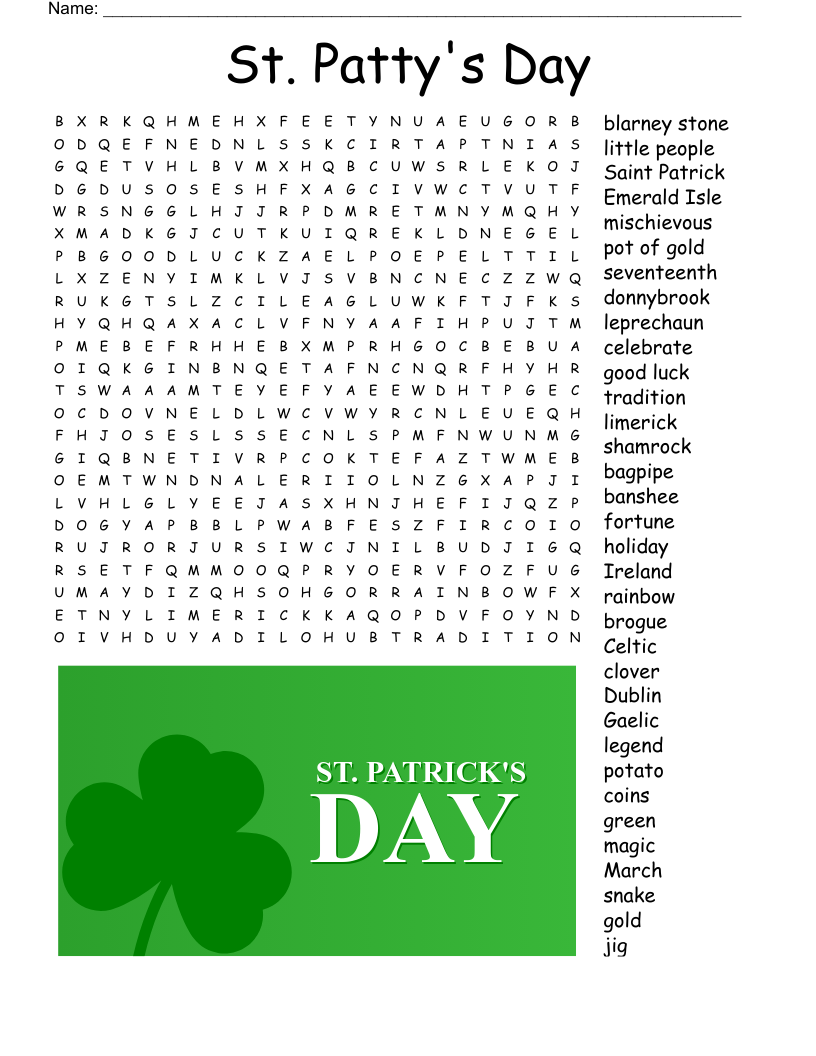 St. Patty's Day Word Search