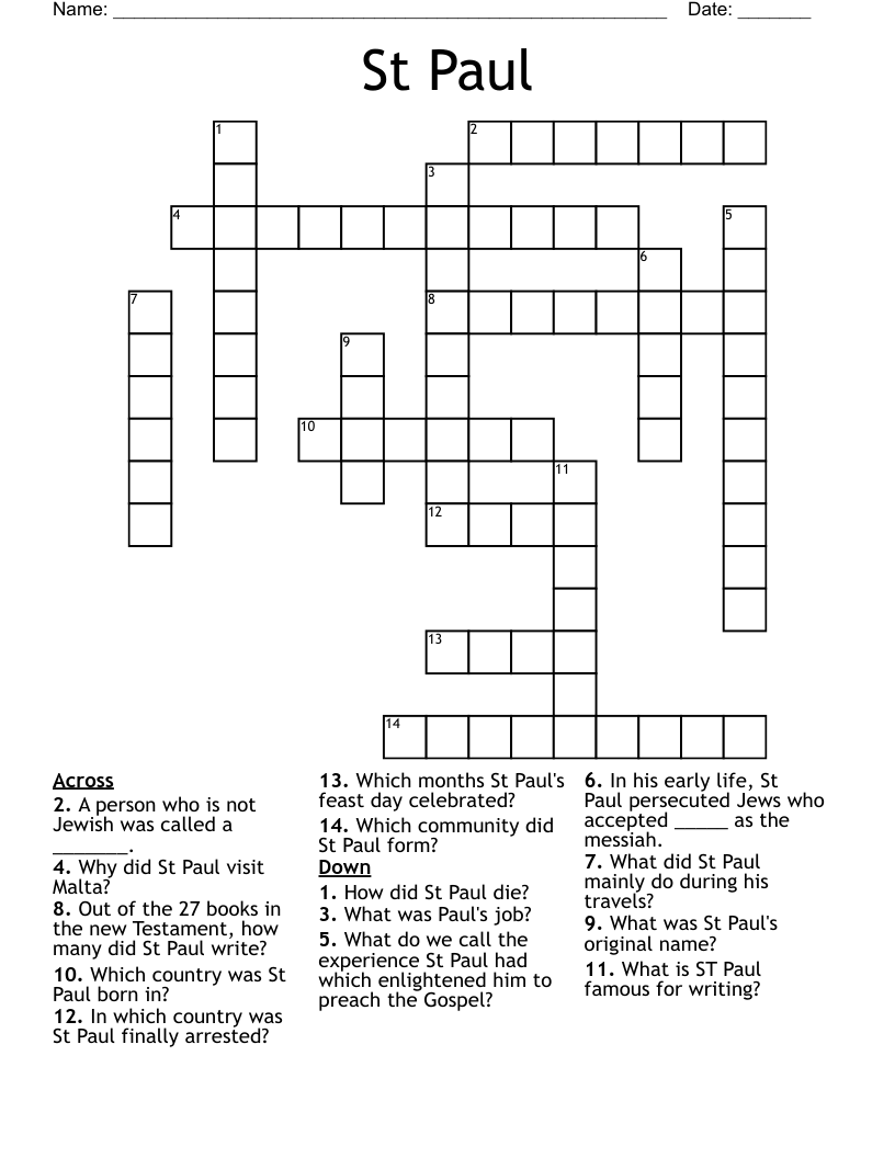 St Paul Crossword