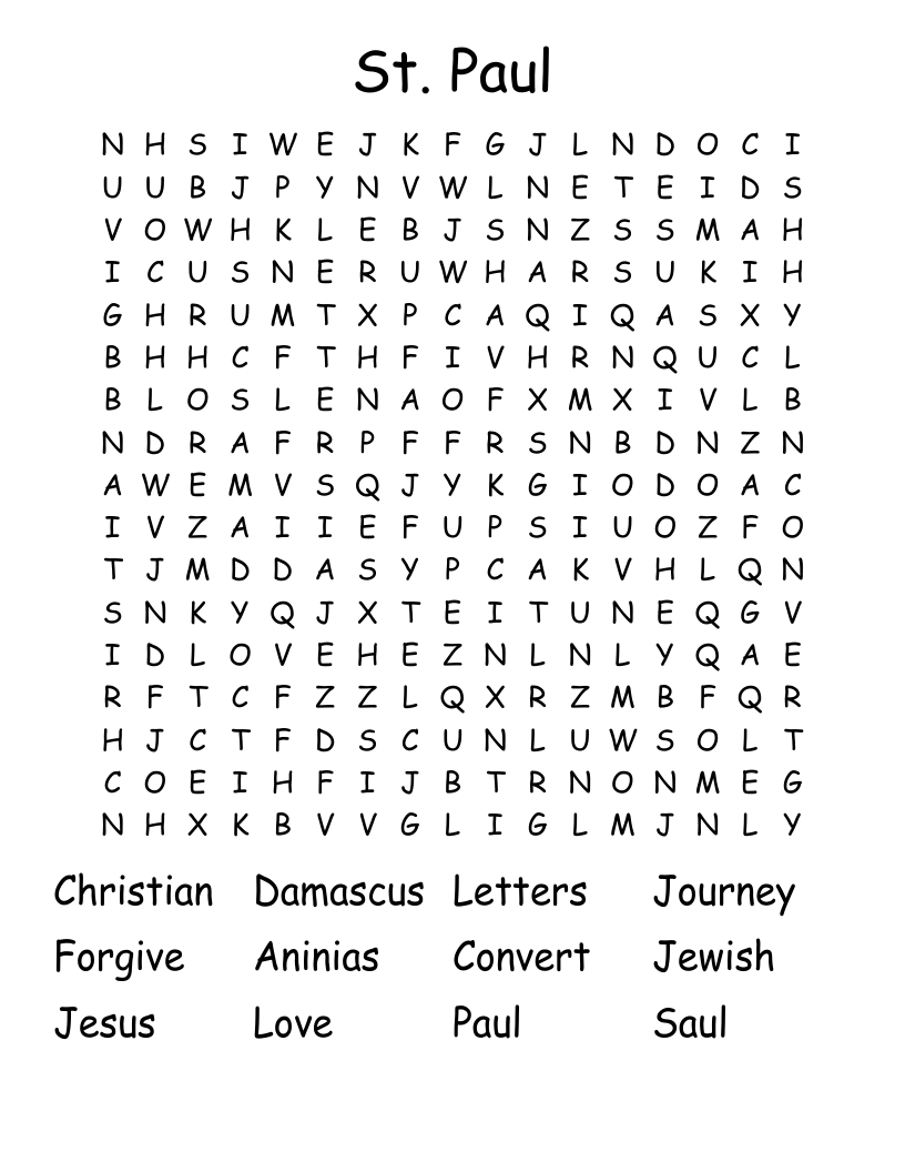 St. Paul  Word Search