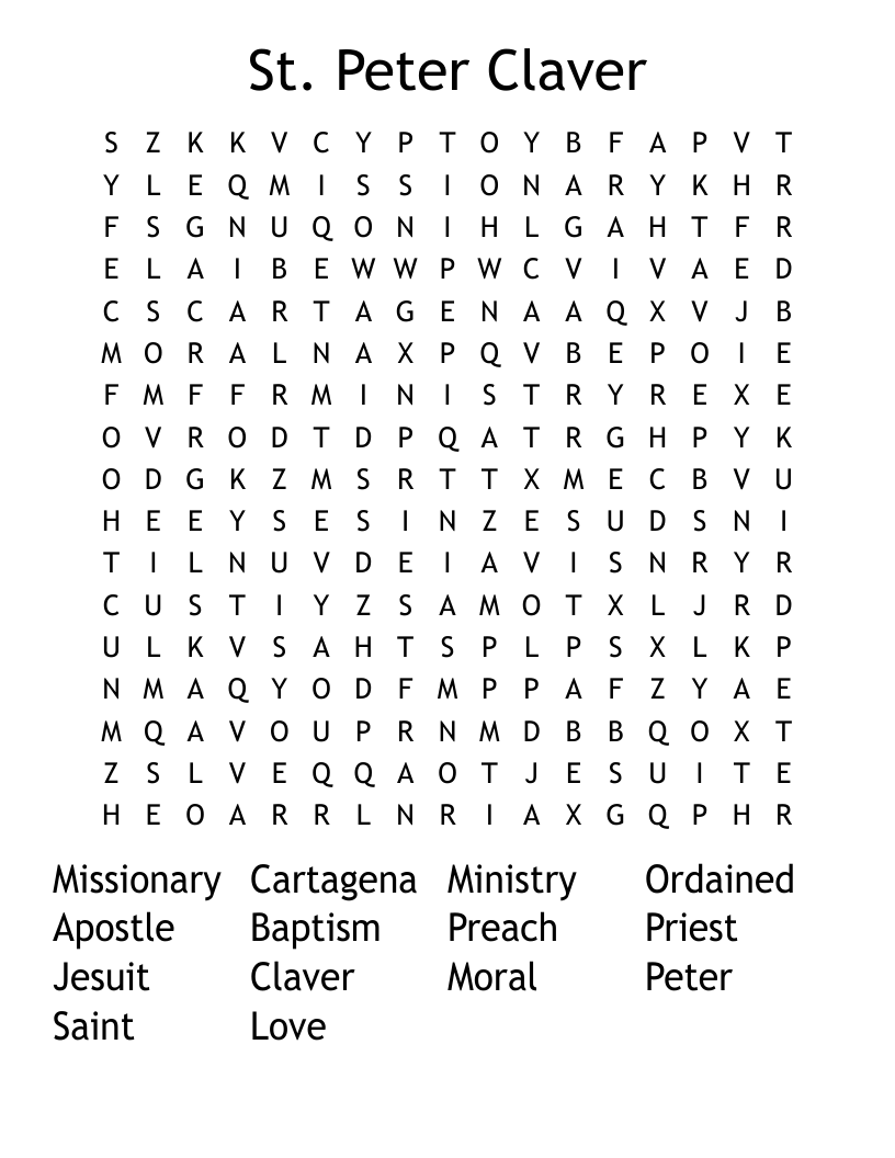 St. Peter Claver Word Search