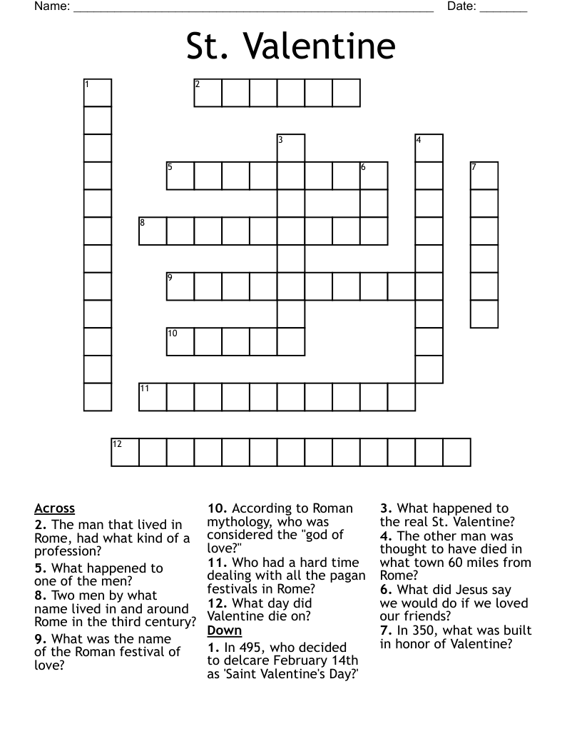St. Valentine Crossword