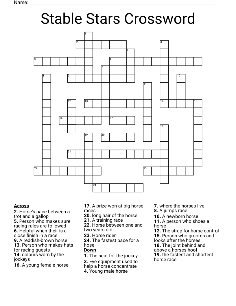 Stable Stars Crossword