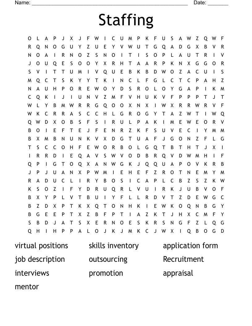 Staffing Word Search