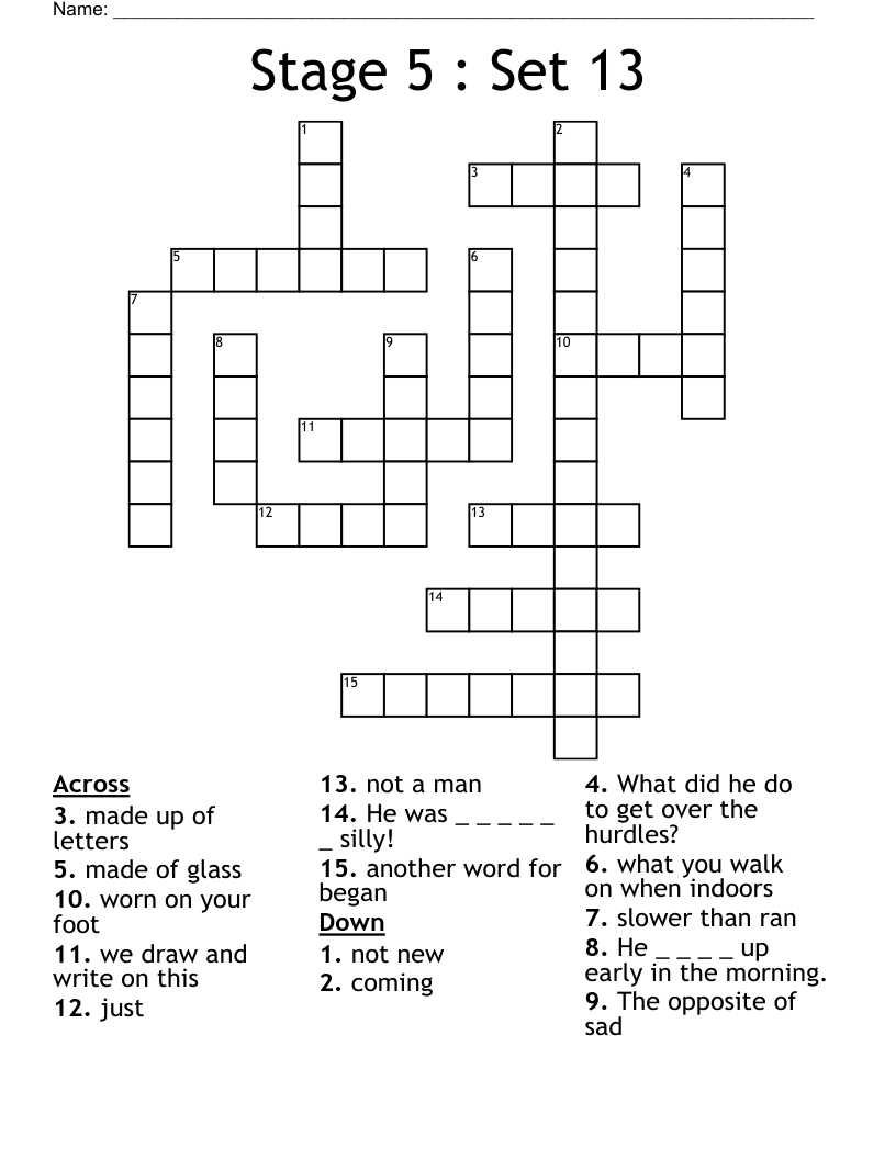 Stage 5 : Set 13 Crossword