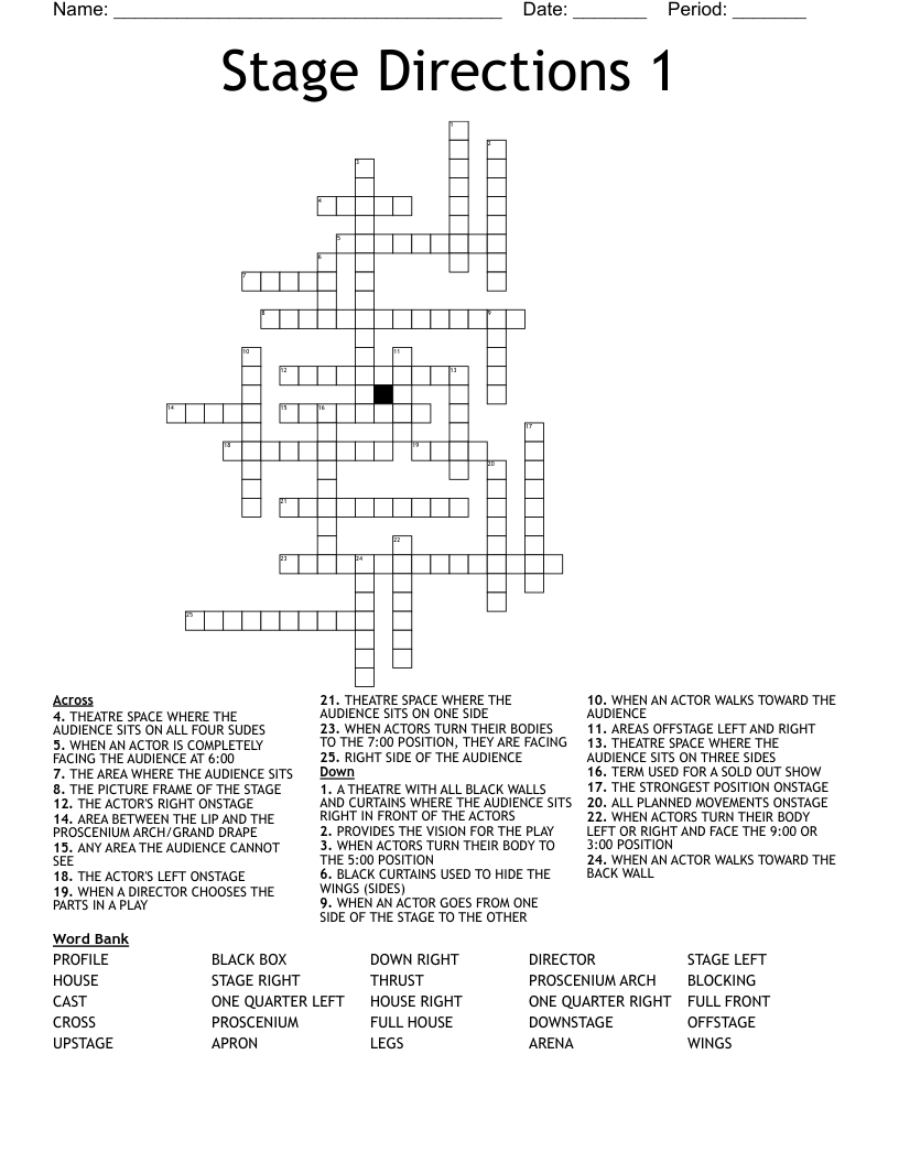 Stage Directions 1 Crossword