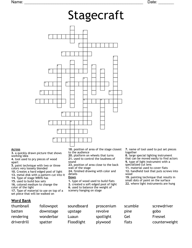 Stagecraft Crossword