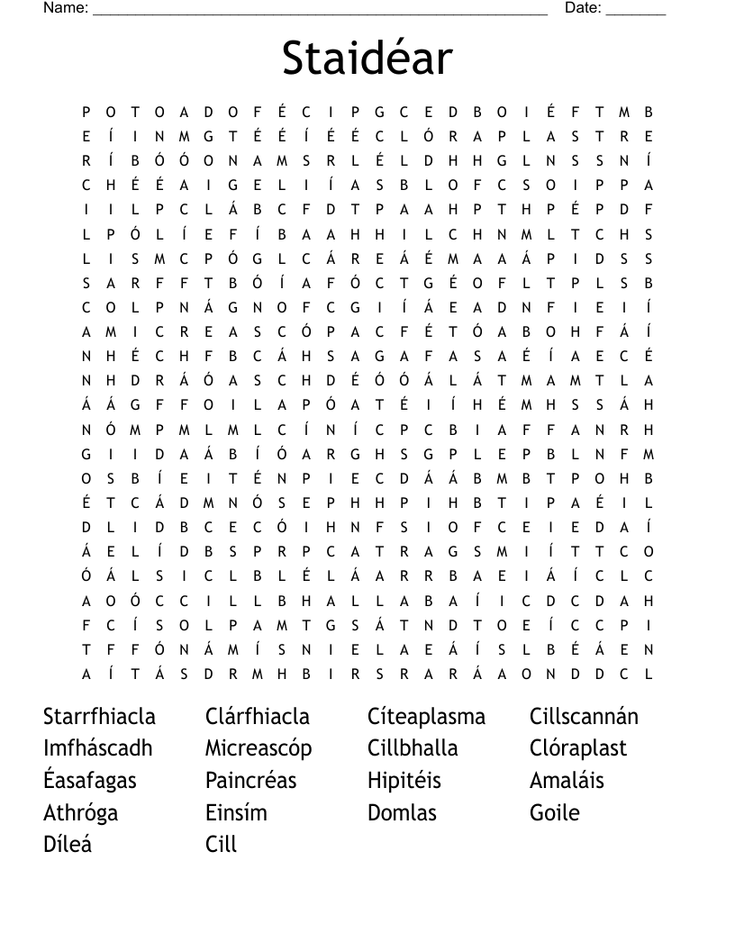 Staidéar Word Search