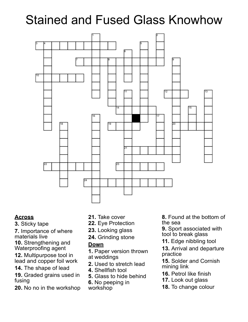 Stained and Fused Glass Knowhow Crossword