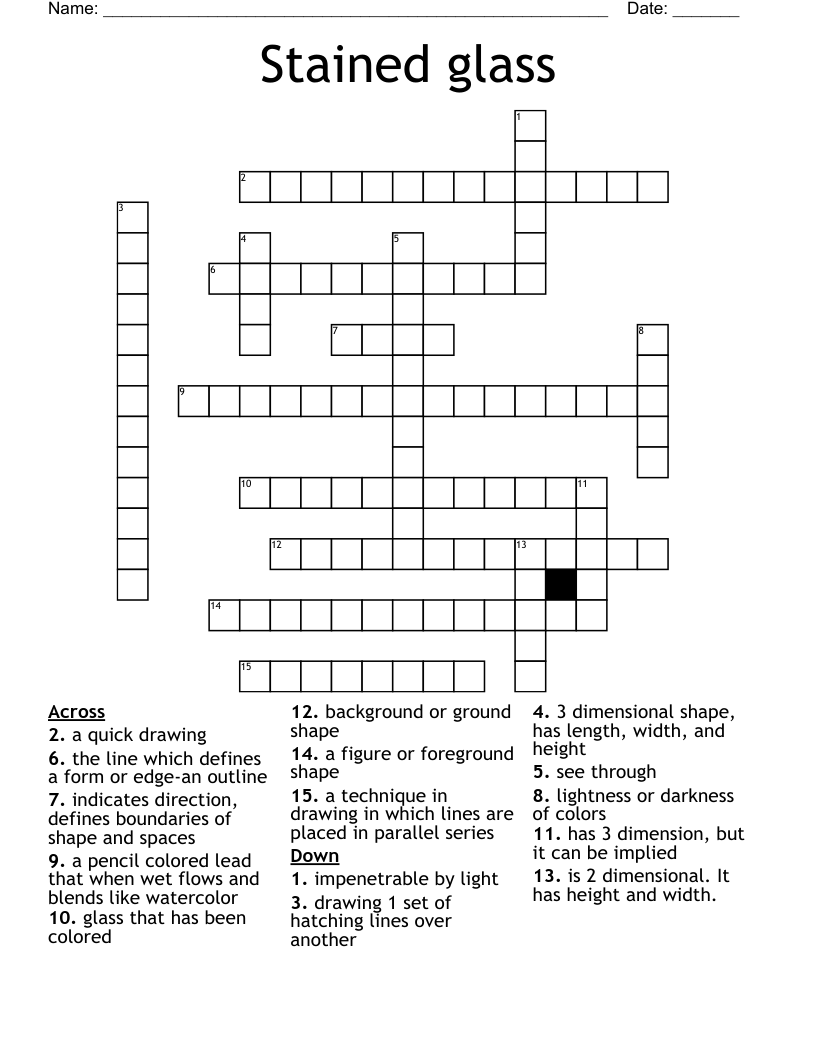 Stained glass Crossword