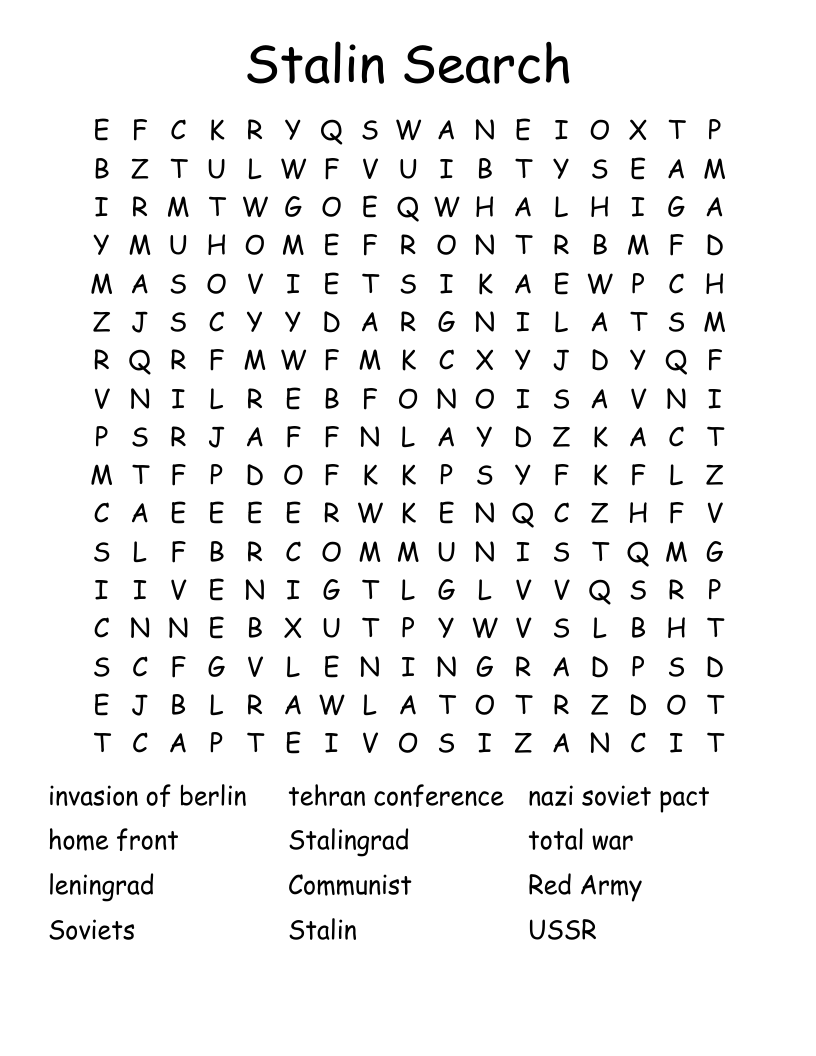 Stalin Search Word Search
