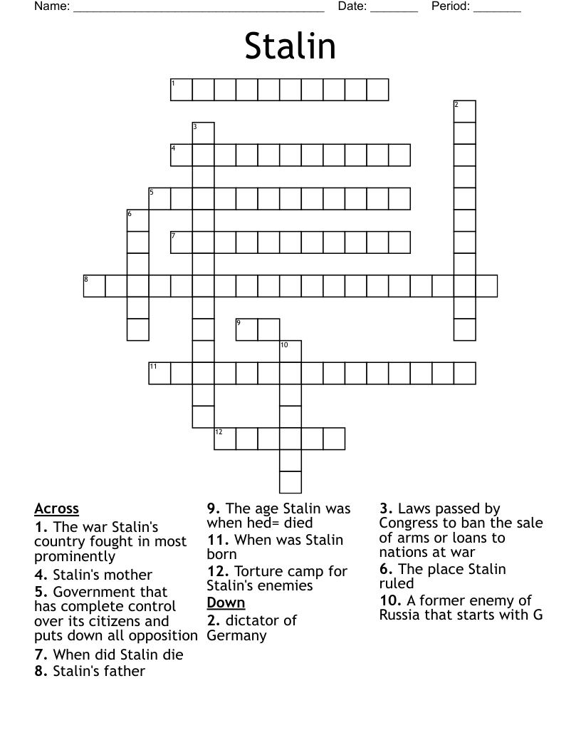 Stalin  Crossword
