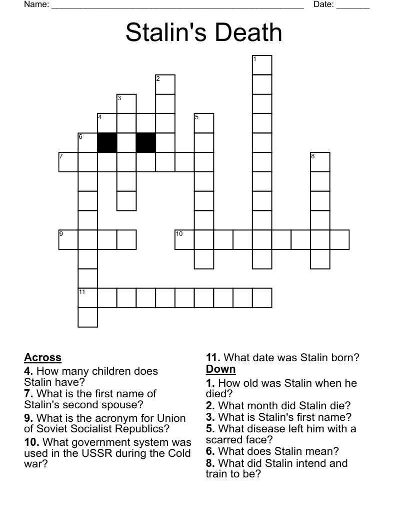 Stalin's Death Crossword