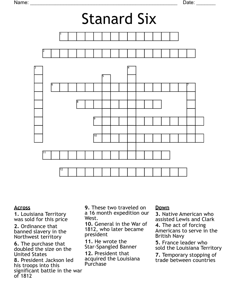 Stanard Six Crossword