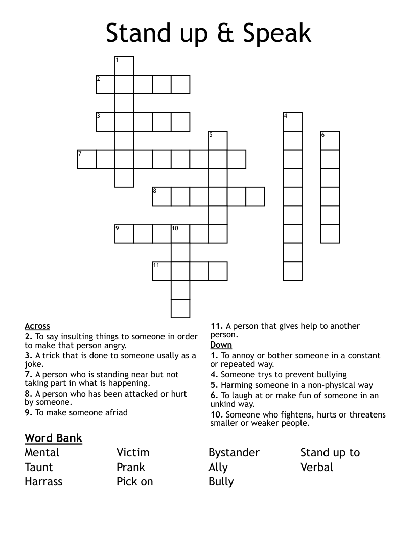 Stand up & Speak Crossword