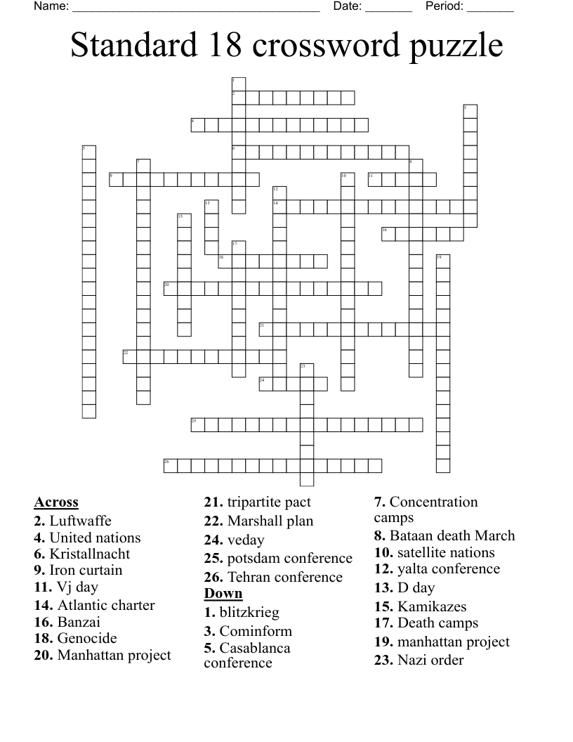 Standard 18 crossword puzzle 