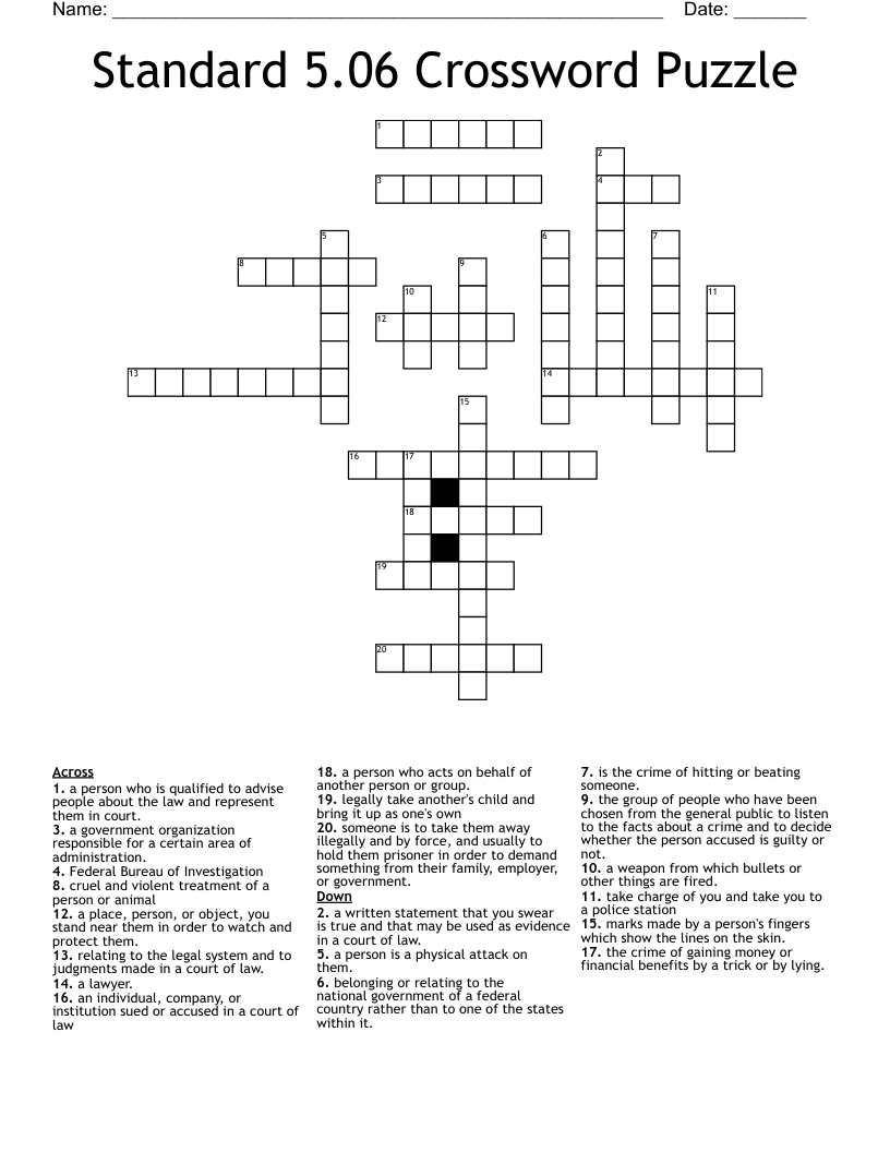 Standard 5.06 Crossword Puzzle