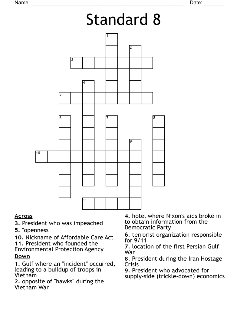 Standard 8 Crossword