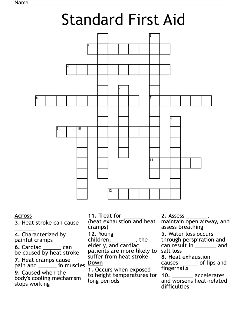 Standard First Aid  Crossword
