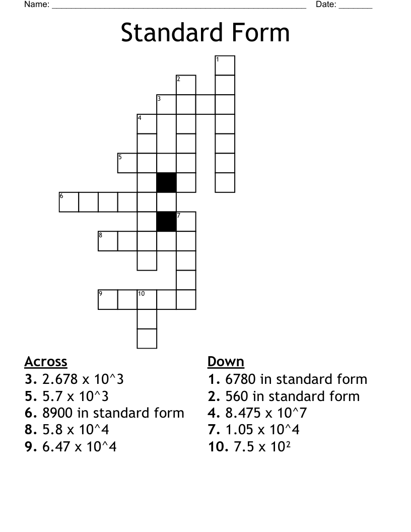 Standard Form Crossword