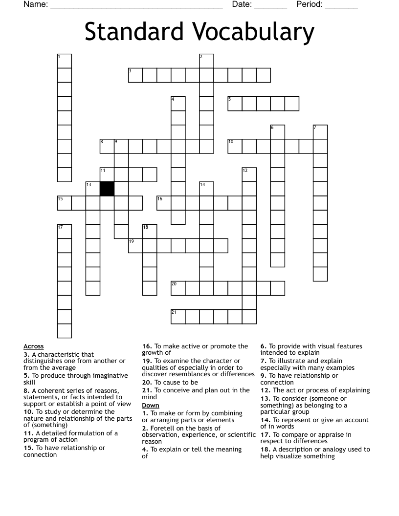 Standard Vocabulary Crossword