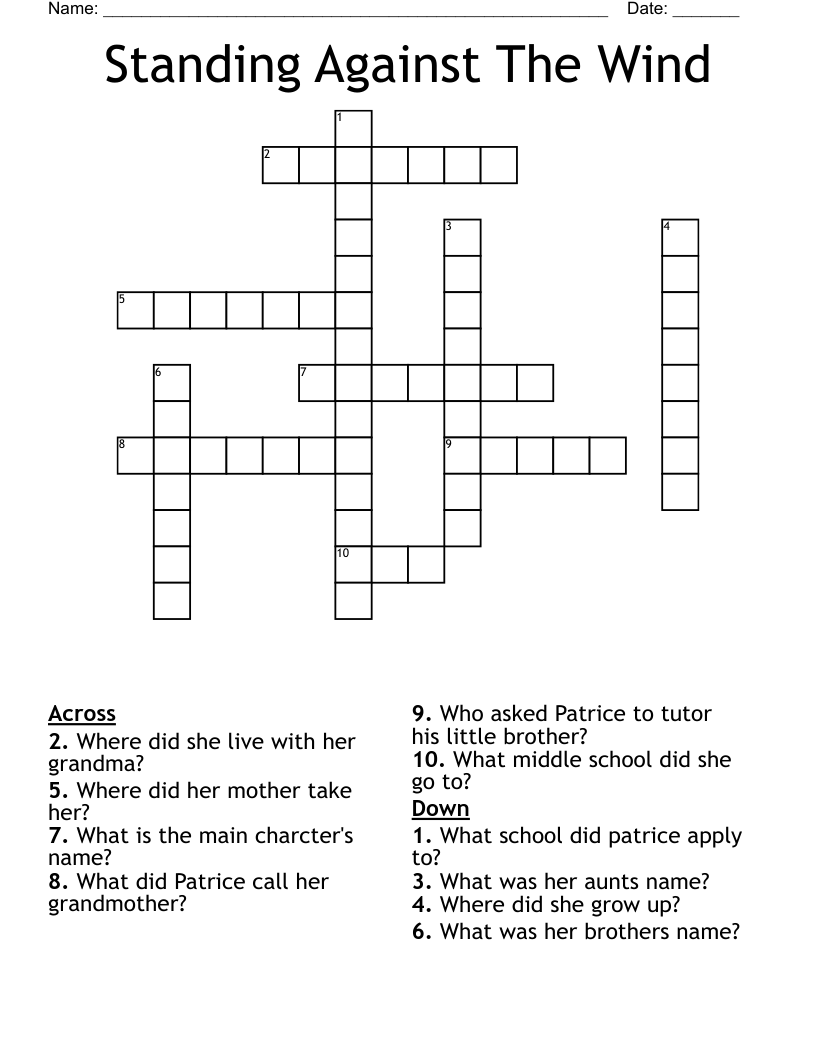Standing Against The Wind  Crossword