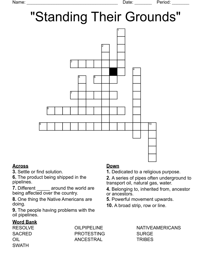 "Standing Their Grounds" Crossword