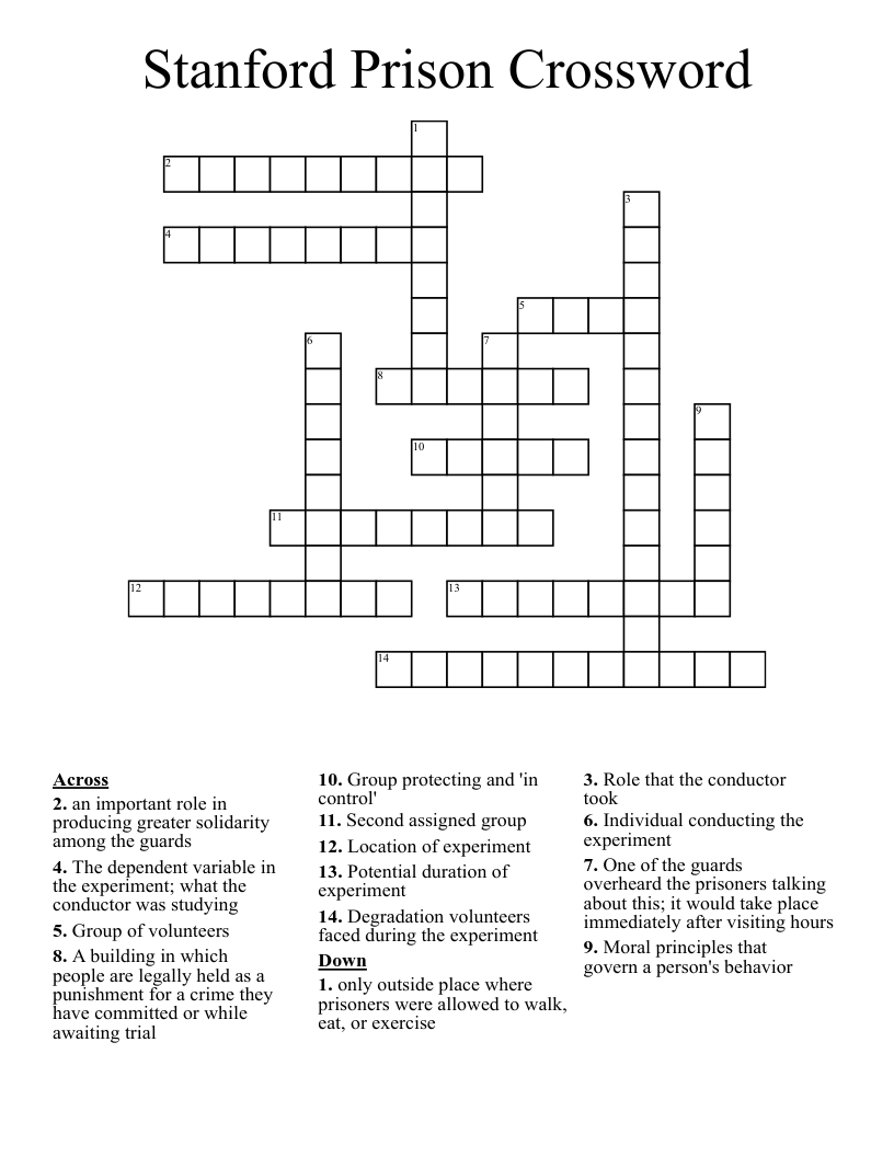 Stanford Prison Crossword