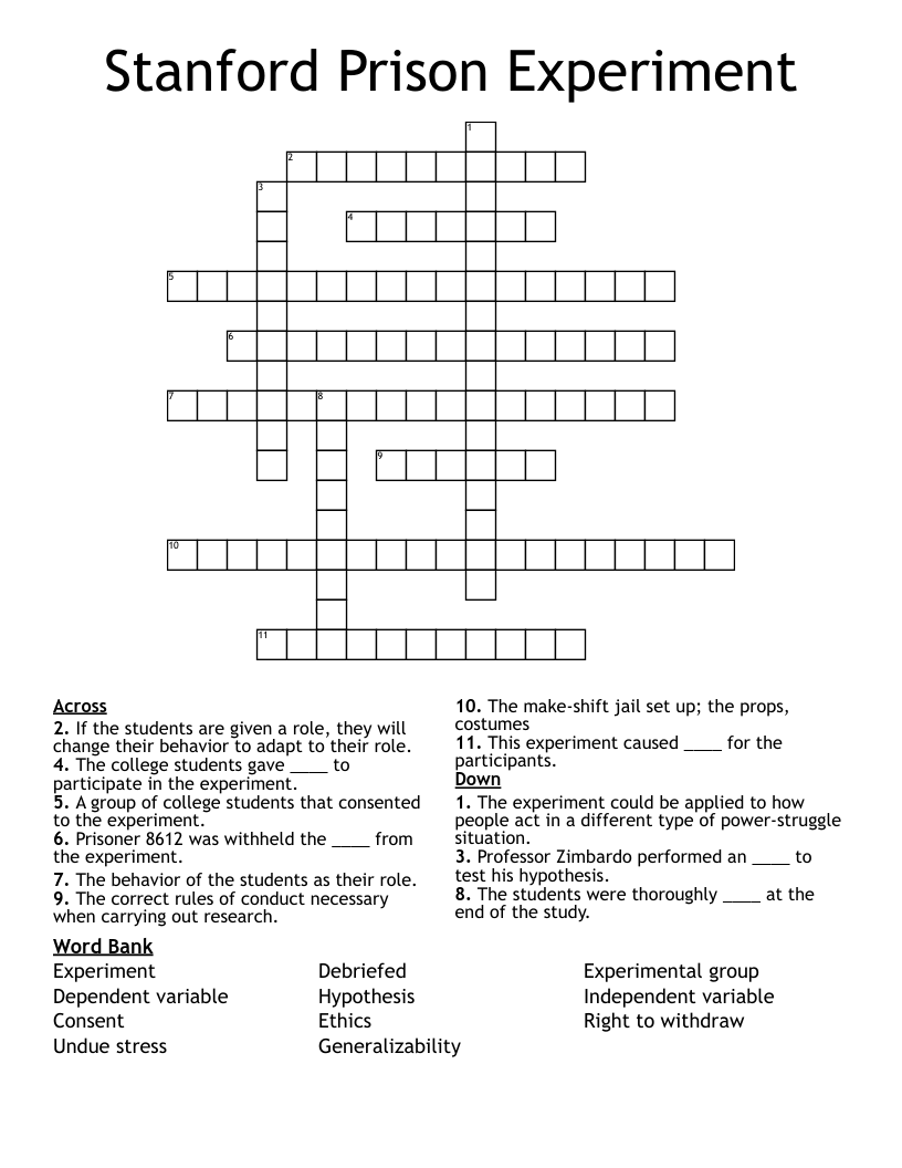 Stanford Prison Experiment Crossword