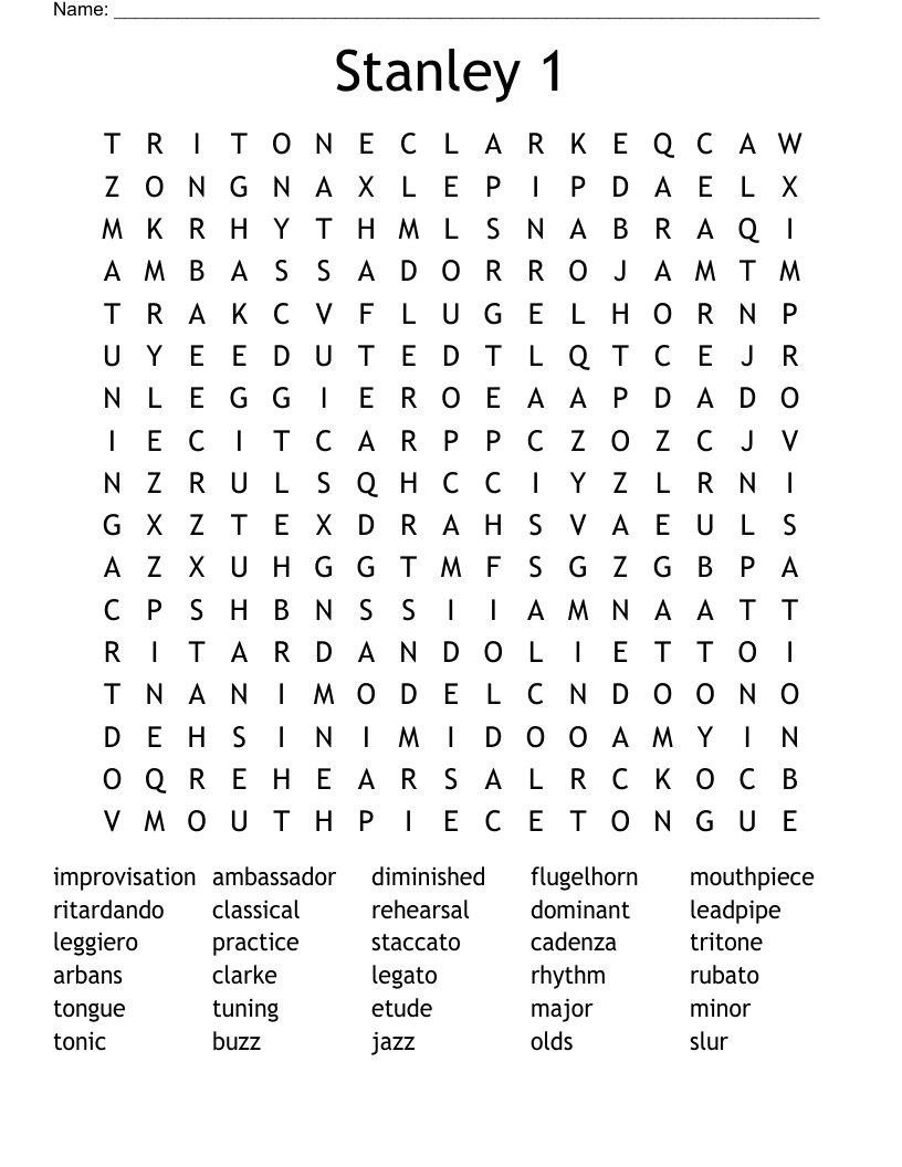Stanley 1 Word Search
