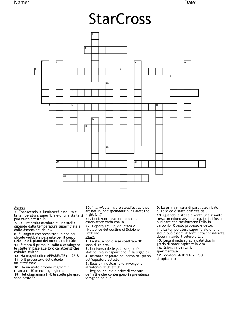 StarCross Crossword