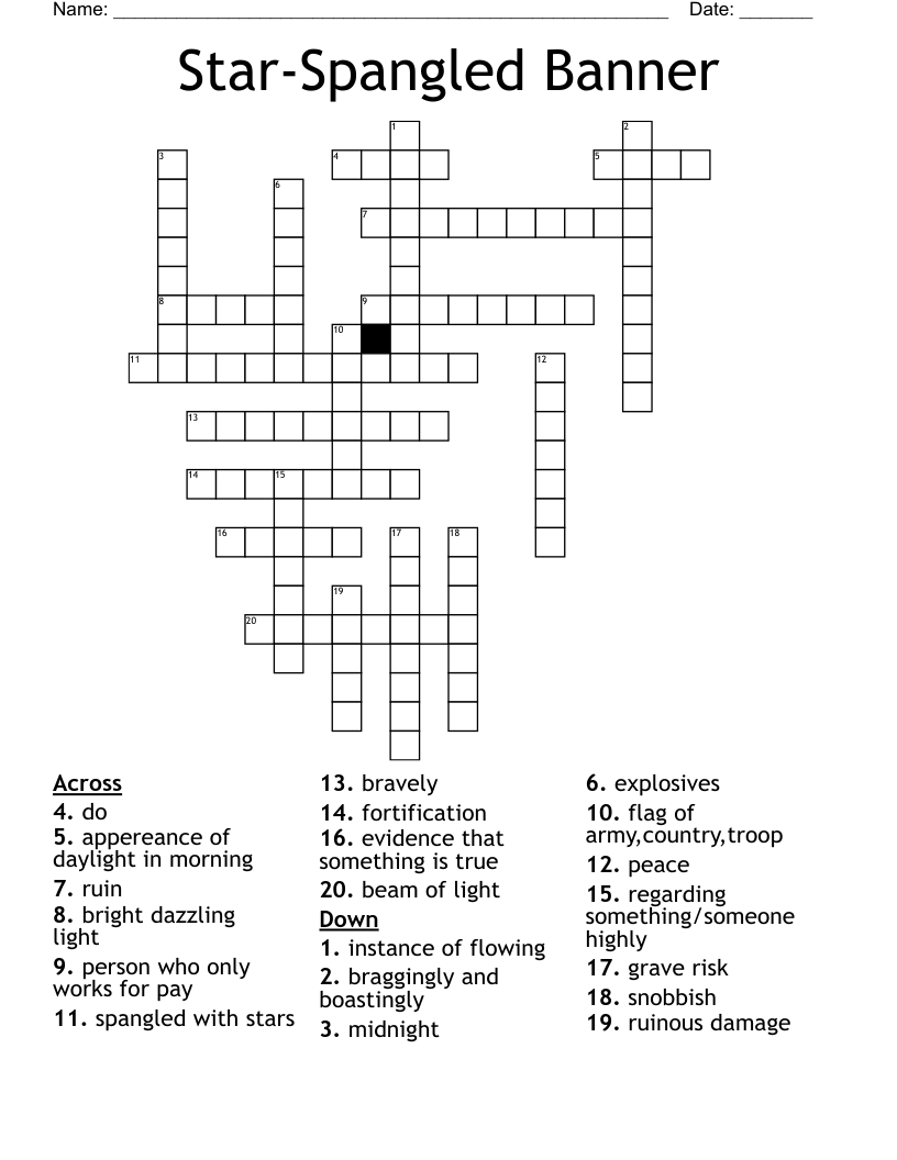 Star-Spangled Banner Crossword